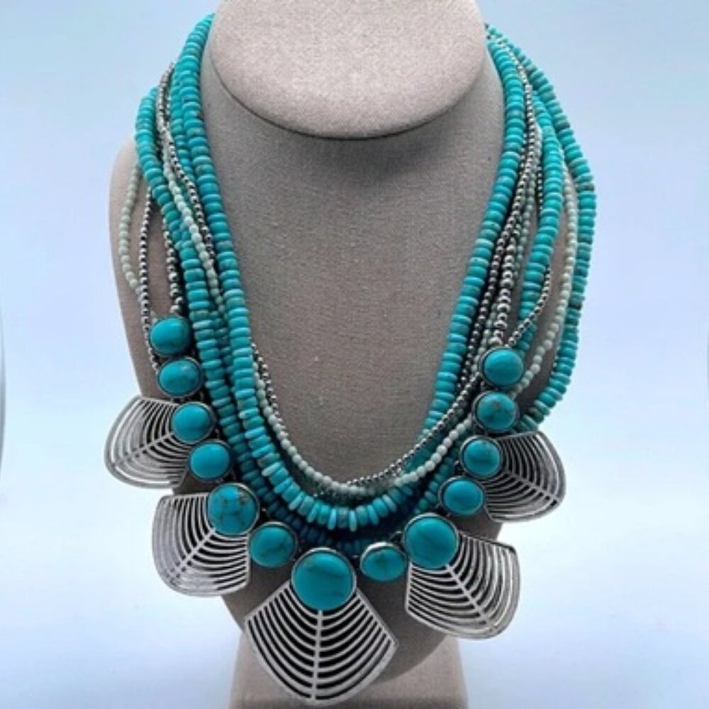 Lucky Brand Turquoise Multistrand Beaded Statement Necklace